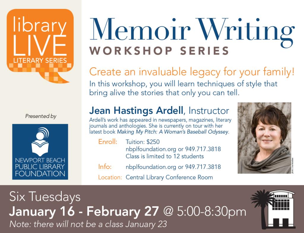 Memoir Workshop Class Information with Instructor Jean Ardell's picture