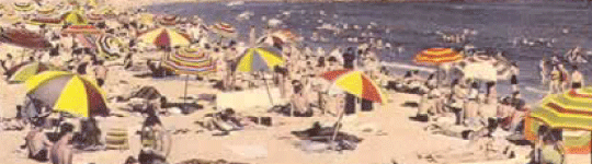History collection postcard of beach