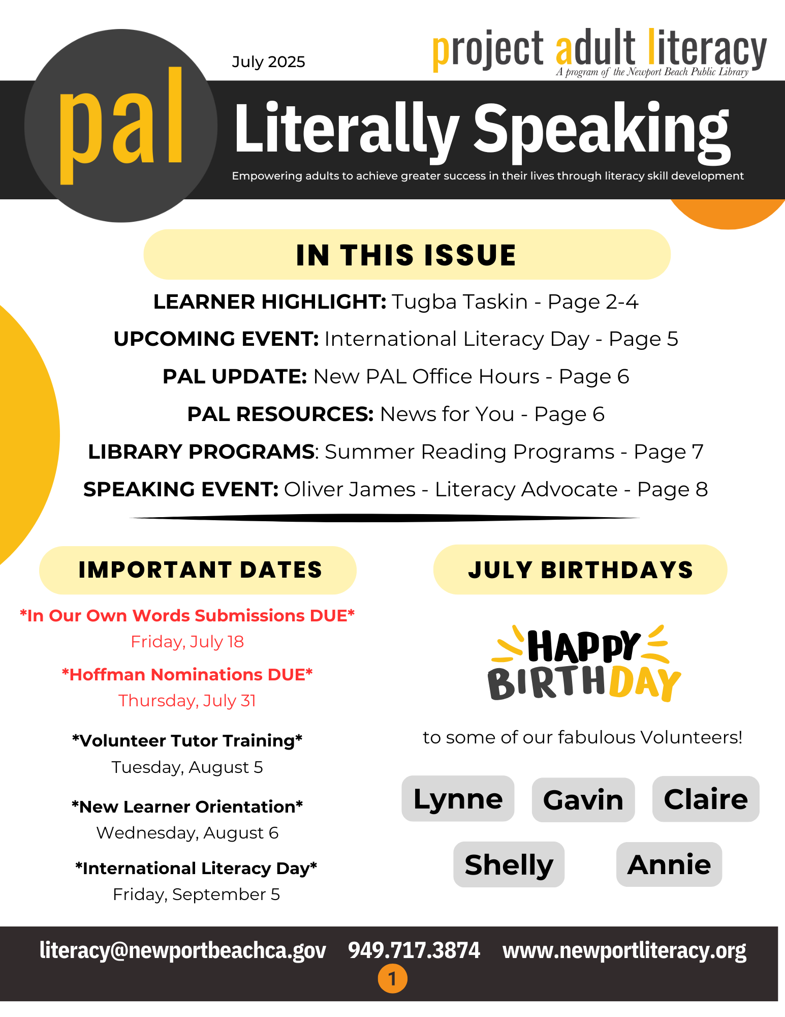July 2025 Newsletter Page 1