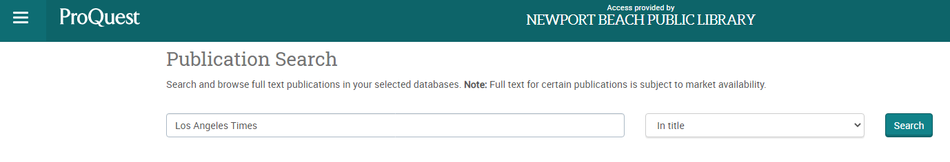 proQuest publication search