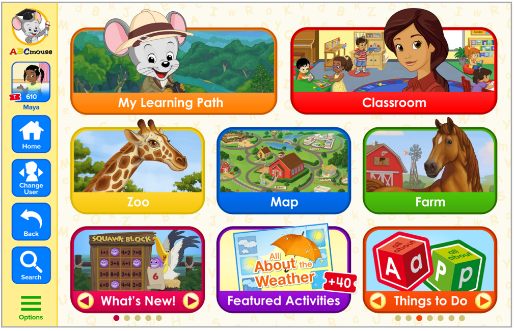 ABC Mouse examples of  activities