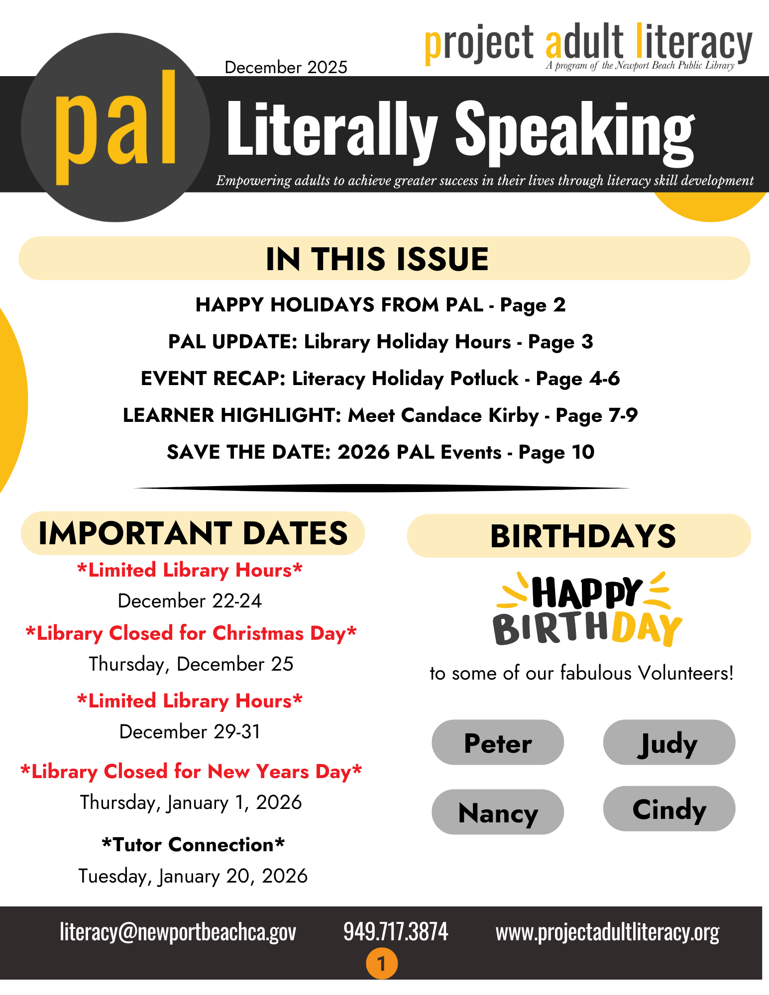 2025 December Newsletter